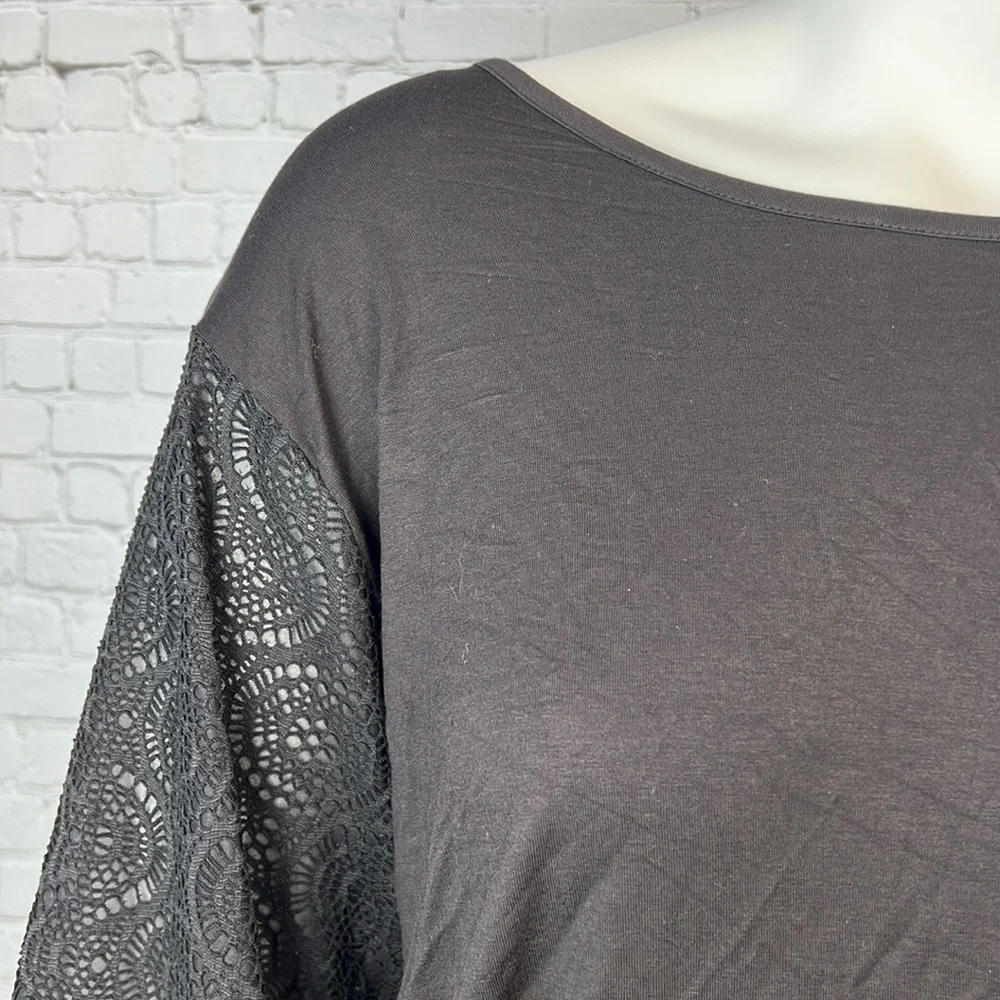 Michael Kors Black Crochet Long Sleeve Top Plus Size 1X - Picture 6 of 7